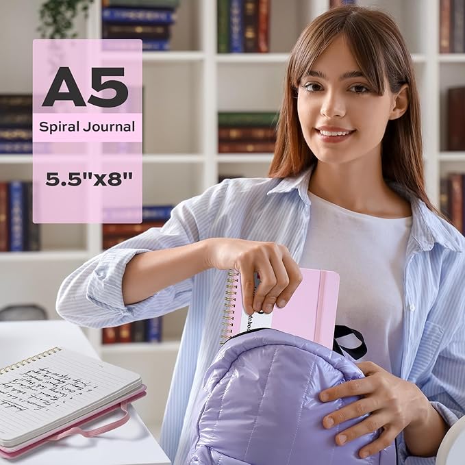 deli 3-Pack Lined Spiral Journal Notebook, 160 Pages, A5 (5.5"x8") Hardcover Writing Notebook, College Ruled Spiral Bound Journal for Women & Men - Perfect for Work, School, Office & Note Taking