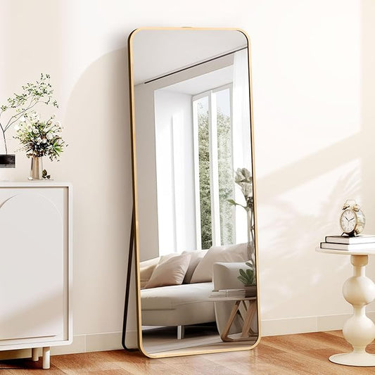 57"x20" Full Length Mirror Rectangle Body Dressing Floor Standing Mirrors for Bedroom & Cloakroom, Gold