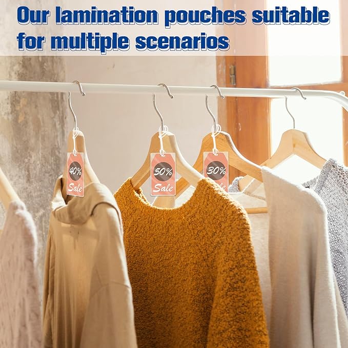 XUWAIDSGN 200 Pieces 5 Mil 2 1/2" x 4 1/4" Laminating Luggage Tags with Loops Thermal Lanyard Laminating Pouches Resealable for Work Permits Pass Cards Student ID Cards (200, 5 Mil)