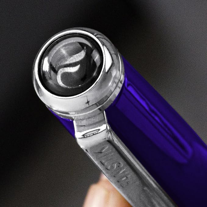 Blue Luxury ballpoint Pen (Made In USA) fancy gift set for women, Chrome Finish, Professional executive pen gift set for men (Lux BallPoint Blue)