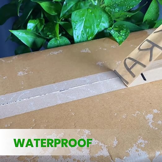 ADHES Heavy Duty Kraft Paper Tape, 2 Inch x 43 Yards, 6 Rolls Eco Friendly & Biodegradable, Writable & Uncoated Brown Packing Tape Paper Packing Tape for Masking, Sealing, and Packaging Use,