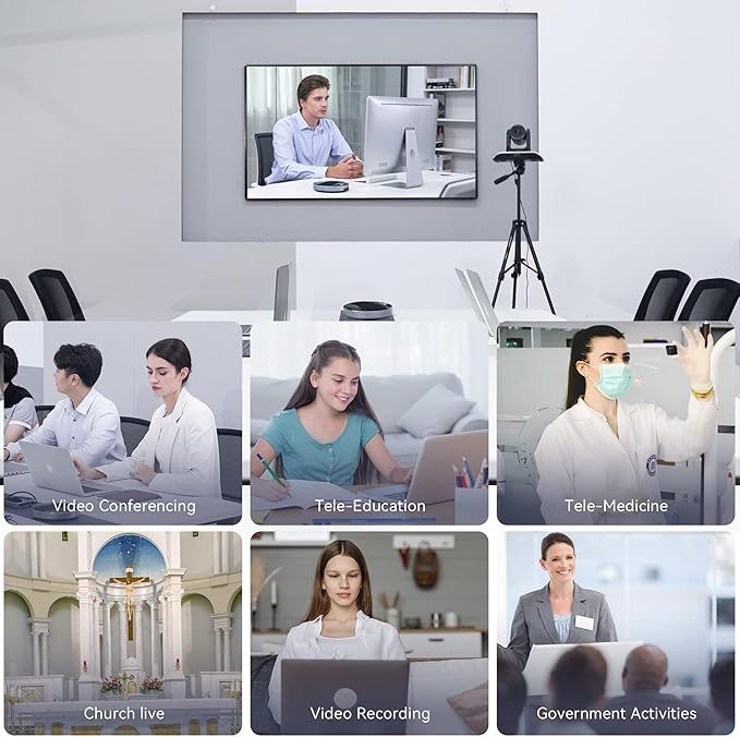 20x Zoom Conference Room Camera System TONGVEO All-in-1 Video and Audio Conferencing System 20X Optical Zoom USB3.0 HDMI PTZ Camera and Conference speaker with microphone Bundle for large Meeting Room