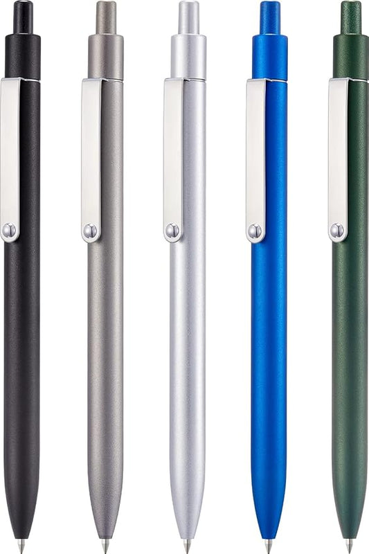 LINFANC 5 Pcs Gel Pens Ballpoint, Metal Barrel Medium Point 0.7 mm Quick Dry Black Ink Pens for Journaling, Smooth Writing Gel Pen, Cute School Supplies Office Supplies Gifts for Men