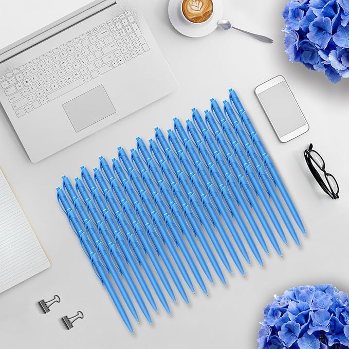 Aozora Pens Bulk 240 Pack Blue Click Pens No Bleed Wholesale Retractable Ballpoint Pens Medium Point,Smooth Ink Pens for Journaling School Office Supplies 1.0MM Blue Ink