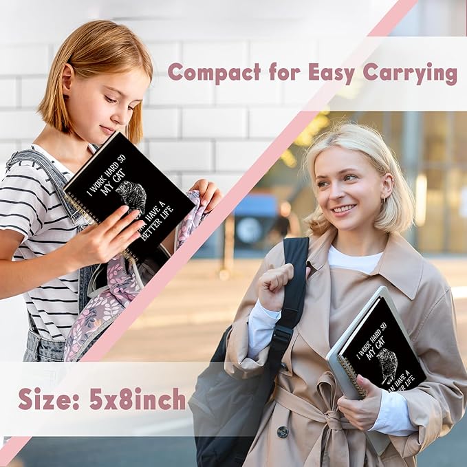 Lacama Funny Notebooks for Work, Cat Notebook, Gifts for Cat Lovers,160 Pages, Office Humor Gifts, Black School Office Supplies, 5.5"x8.3"I Work Hard So My Cat Can Have A Better Life Journal Notebook