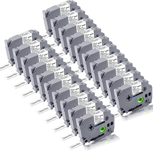 20Pack TZe-231 Label Maker Tapes Compatible with Brother P Touch Label Tape TZe231, TZ-231 12mm 0.47 Laminated White Refills Use for Brother PT-H110 D210 D220 D400 D600 PT-1900/1910