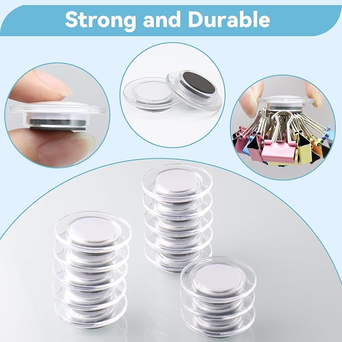 ZDZBLX Fridge Magnets, 14 Pack Magnet Strong Magnets Refrigerator Magnets Small Magnets for Whiteboard, Heavy Duty Magnets Mini Magnets Cute Round Magnets for Fridge, Locker, Classroom, Office (White)