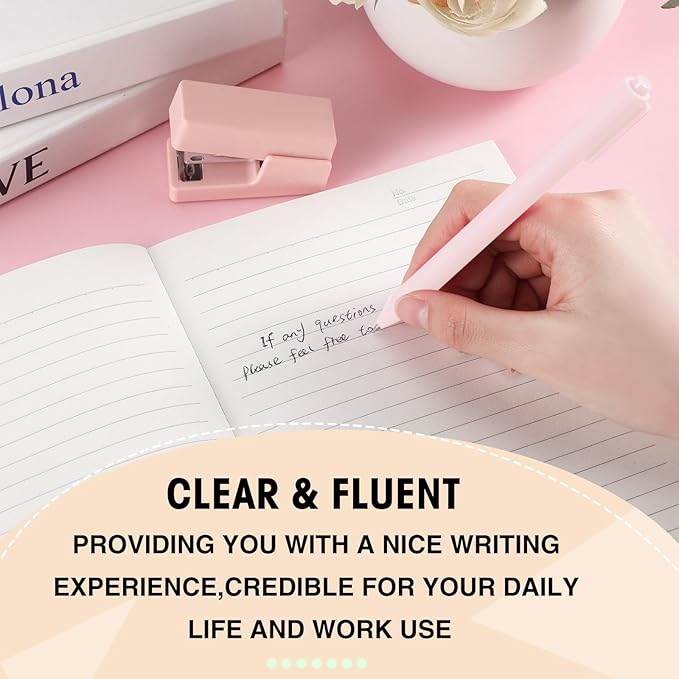 Teling 100 Pcs Ballpoint Pens Retractable Comfortable Cute Stylish Writing Pens in Medium Point 1.0 mm for Office Supplies(Pale Pink)