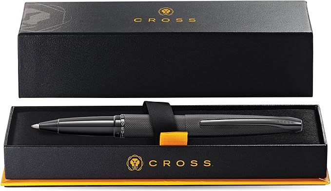 Cross ATX Refillable Rollerball Pen Presented in a Luxury Gift Box - Medium Point, Black Ink, Sandblasted Black