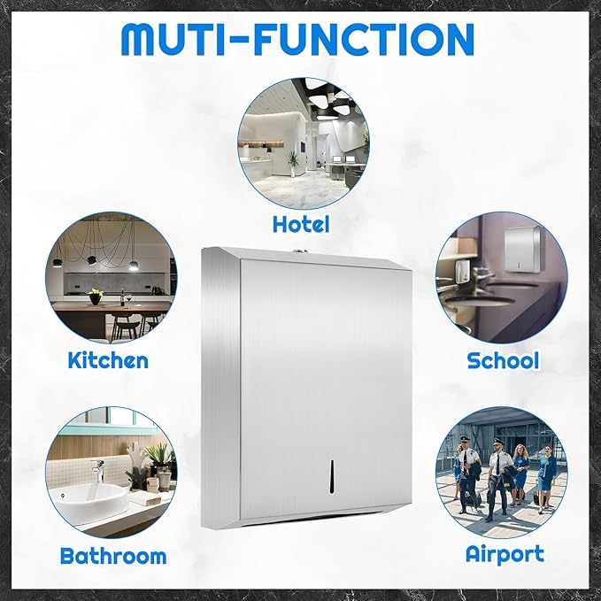 4 Pcs Commercial Sanitary Napkin Receptacle and Paper Towel Dispenser Set Include 1 Wall Mounted Tampon Holder and 1 Stainless Steel Paper Towel Holder (500 ml,Style 2)