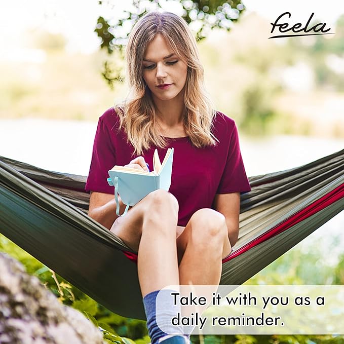 feela 15 Pack Pocket Small Notebooks Bulk, Mini Cute Memo Notepads Hardcover College Ruled Lined Journals with Pen Holder for Women Girls Office School, with 15 Black Pens, 3.5”x 5.5”, A6, Sky Blue