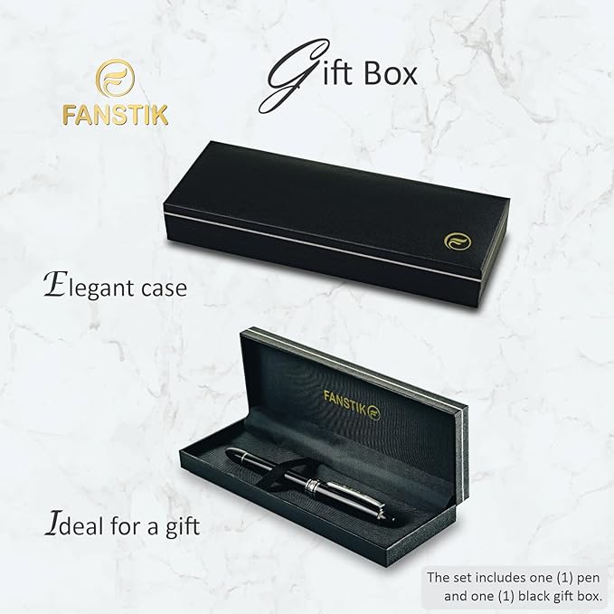 Customized RollerBall pen with name (MADE IN USA), stainless steel, black and silver, luxury engraved pen personalized for men and for women. (RollerBall Black-Silver)