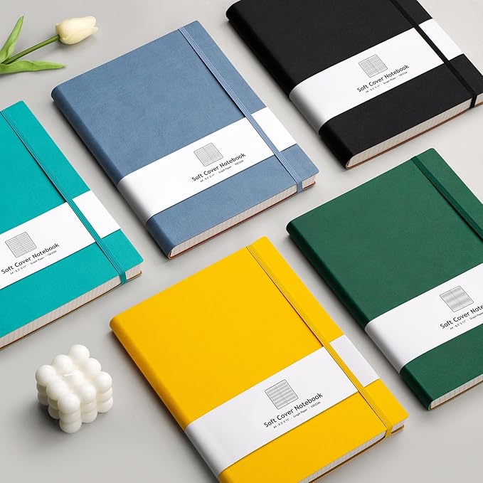 AHGXG Graph Paper Notebook - Grid Paper Notebook Large A4 8.5''×11'', 320 Pages Thick Journal, 100gsm Thick Graph Paper, Leather Softcover, Inner Pocket - Yellow