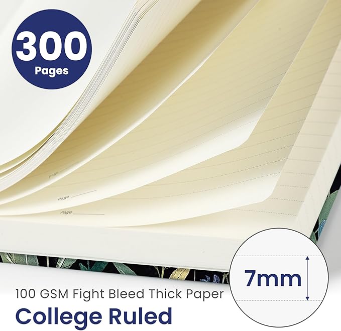 Lined Spiral Notebook Journal for Work, 300 Pages Thick B5 (7.1"x10") College Ruled Journal for Women & Writing, Hardcover Notebook for Note Taking, Perfect for Office Home School, Celestial Garden