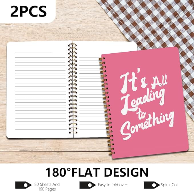 2Pcs Spiral Notebook, Floral Rough Draft College Ruled Spiral Notebook, 160 Pages Hardcover Notebooks Journals for Writing Travel Business Office, Christian Pink Aesthetic Notebooks for Women