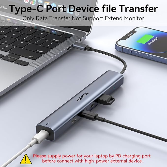 USB C Hub 10Gbps,MOKiN USB C Splitter with 4K@60Hz Video Output,100W PD Charging,Data Transfer,USB4 Multiport Dongle for MacBook Pro,iPad Pro and Type-C Devices