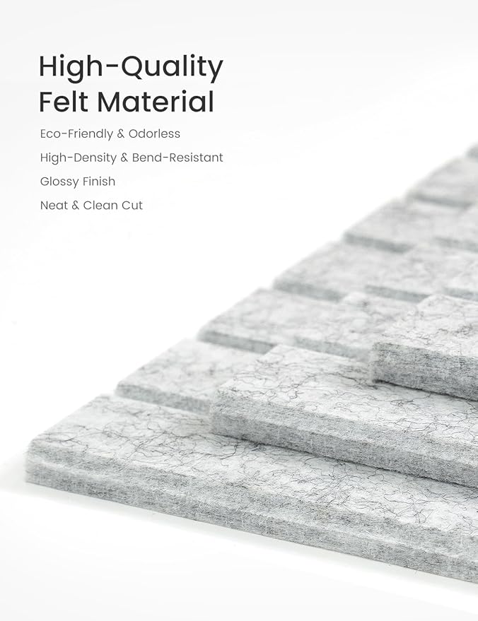 Bumusty Large Cork Board Alternative-36 x24 Felt Bulletin Board Tiles, with 30 Pushpins, 40 Adhesive Tabs, 6-Pack Slat Wall Paneling, Cork Boards for Office Push Pin Board Felt Board-Marble Gray