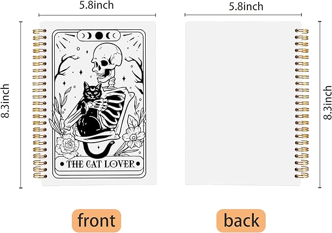The Cat Lover Tarot Journal Notebook - Cat Gifts for Women Cat Lovers, Cat Mom Gifts, Gothic Goth Skeleton Notebook, Witchy Journal, Witchy Gifts for Women Spiral Notebook 5.5x8.3
