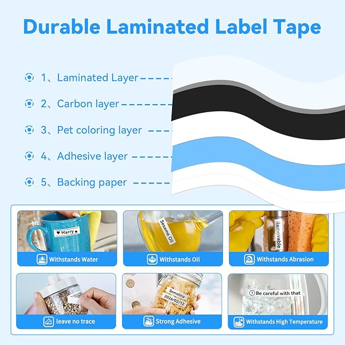 15 PK Label Maker Tape Replacement fot Brother P Touch TZe-231 12mm 0.47" Laminated Label Maker Refills- Compatible with Brother P Touch PT-D210 D220 D200 H110 D410