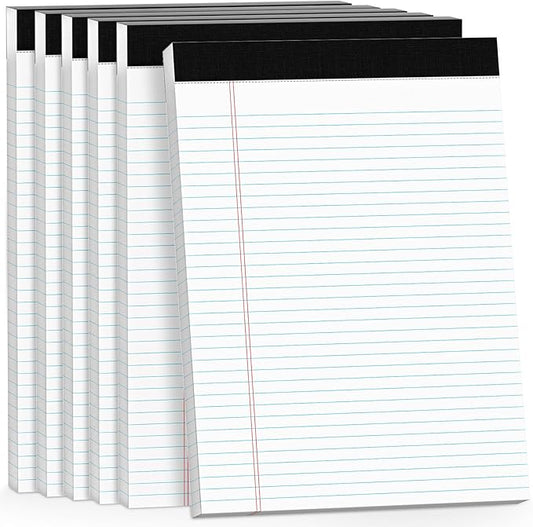 300 Sheets Legal Pads 8.5 x 11 College Ruled 6-Pack White Paper Note Pad Narrow Ruled 50 Sheets per Notepad Perforated Writing Pad Sturdy Back 8x11 Legal Pads Pads of Paper