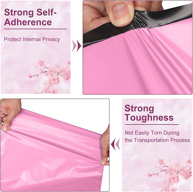 Poly Mailers 14.5x19, Large Poly Mailers 100 Pack, Shipping Mailers with Self Seal Adhesive, Waterproof and Tear-Proof Mailers Poly Bags for Small Business (Sakura Pink）