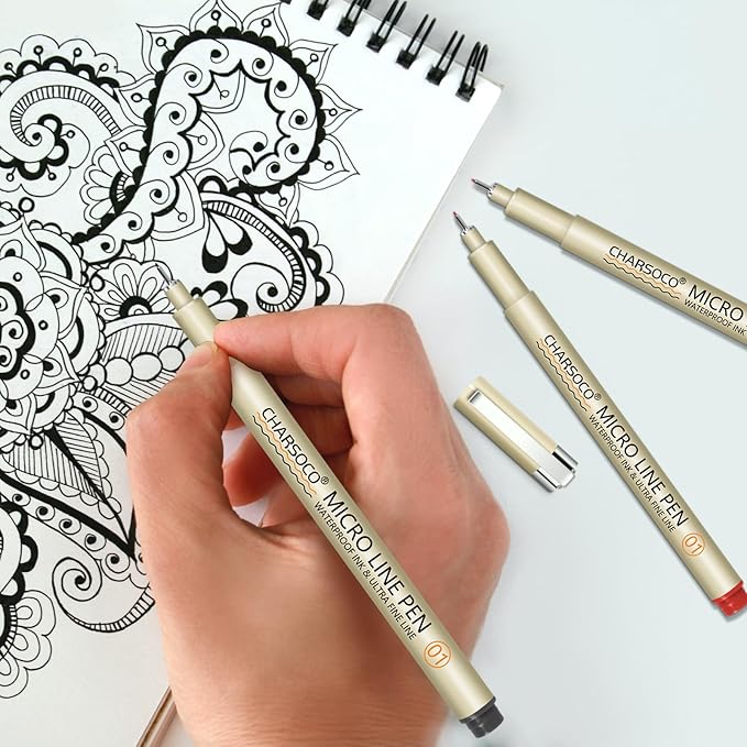 01 Micro Pen, Fine Point Pen with 36 Colors, Waterproof Archival Ink, 0.25mm Fineliner Ink Pens for Artist Illustration, Sketching, Anime, Manga, Technical Drawing and Scrapbooking
