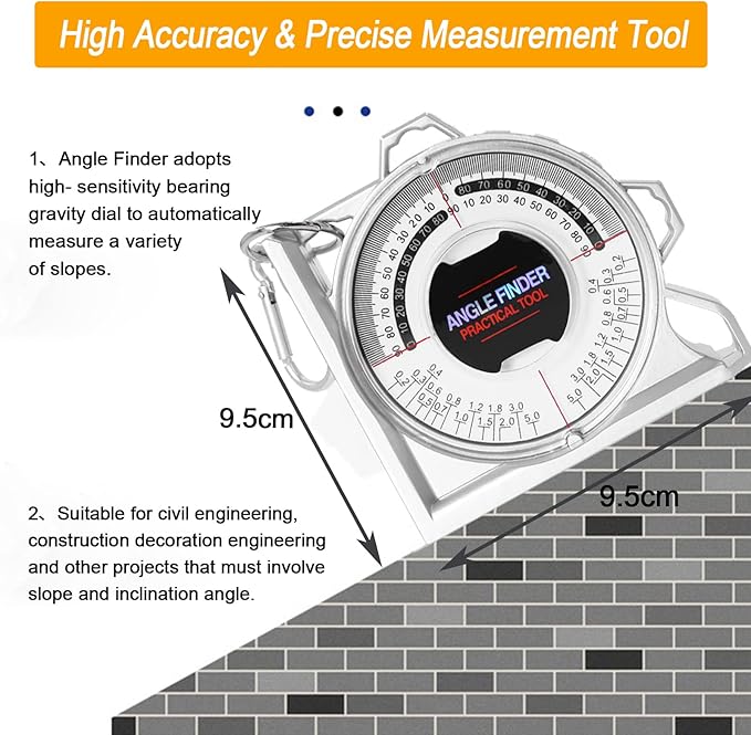 Angle Finder Inclinometer Protractor Magnetic Angle Finder Angle Measuring Tool Tilt Level Meter Slope Locator Angle Measurement Engineering Clinometer Angle Meter Gauge for Household Industrial Use