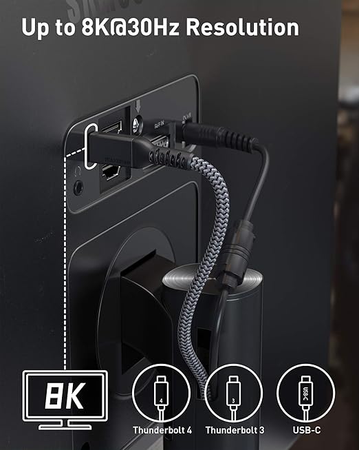 Maxonar 2 Packs 10FT Thunderbolt 4 Cable with 40Gbps Data Sync/240W Charging and 8K for Thunderbolt 4/3, USB4, and USB C Devices