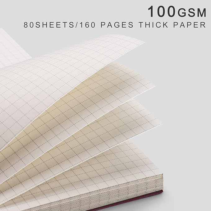 EMSHOI Graph Paper Spiral Notebook 7.48" x 10.15" - B5 Graph Paper Notebook, 2 Pack 320 Pages 100gsm Thick Grid Paper, Plastic Hardcover Journals for Writing Engineering Graphing Work School Supplies
