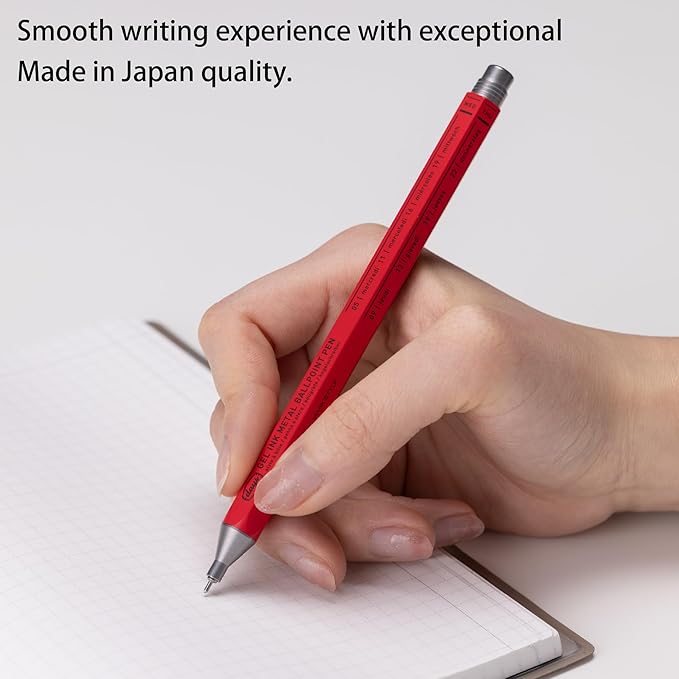 MARK'STYLE days, Gel Ink Metal Ballpoint Pen - 0.5mm Retractable Black Ink, Retro styling Light Weigh Pen, Made in Japan- Perfect for School, Office, and Journaling (Orange)