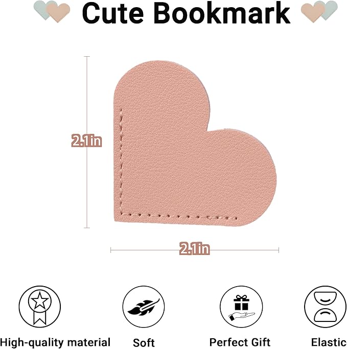 Yuoyar 30Pcs Leather Heart Book Marks for Reading Women - Cute Bookmarks for Book Lovers - Unique Gifts for Women