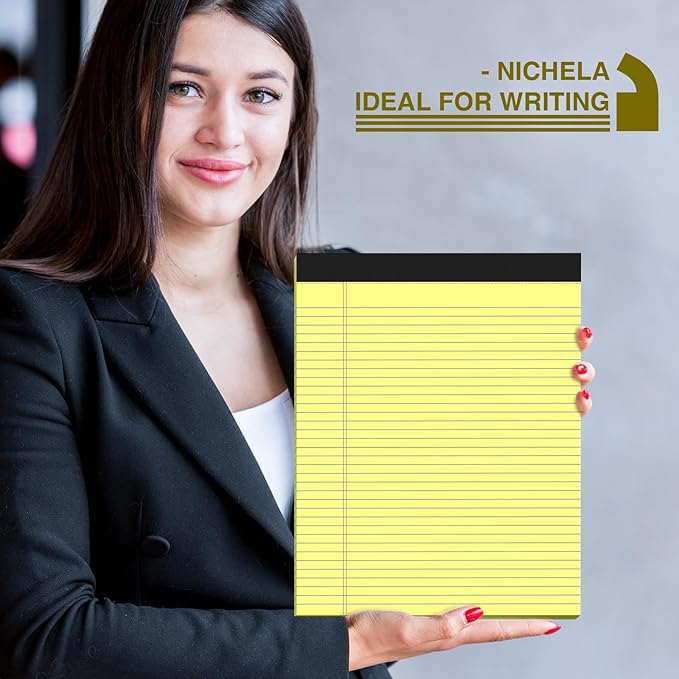 12 Pack Legal Pads 8.5" x 11" College Ruled Yellow Note Pads 8.5 x 11 Inch Micro-Perforated Notepad 600 Sheets in Total Lined Writing Paper Notebook for Office, School Supplies & To-Do Lists