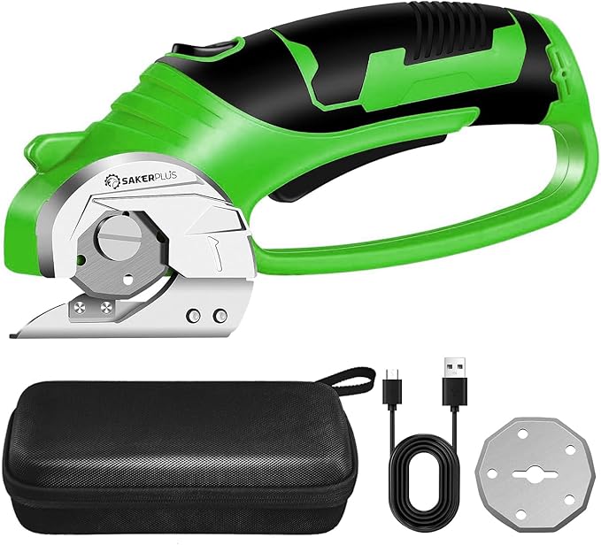 Cordless Electric Scissors,4V Rechargeable Cardboard Box Cutter Heavy Duty Fabric Scissor with Safety Lock & LED Light,Power Rotary Cutter for Leather Carpet Plastic Cutting,Sewing,Crafting