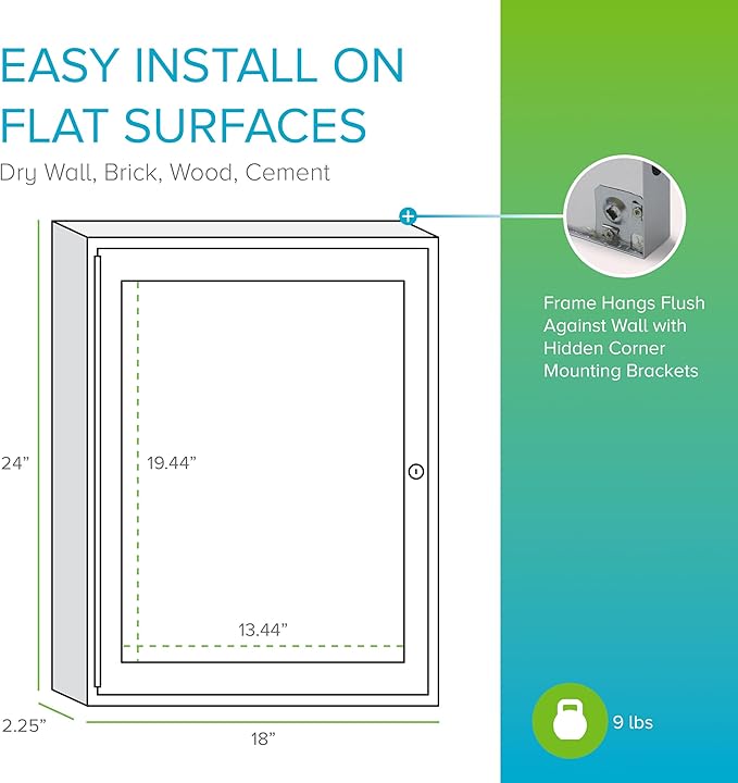Ghent 24"x18" 1-Door Outdoor Enclosed Vinyl Bulletin Board, Shatter Resistant, with Lock, Satin Aluminum Frame - Silver (‎PA12418VX-193), Made in The USA