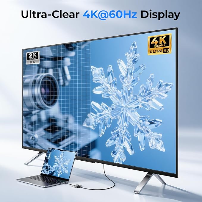 RayCue 2-in-1 USB C Hub, USB C to HDMI Adapter with HDMI 4K@60Hz & 100W PD Charging - Adapter for Laptop, MacBook, IPad (USB-C), iPhone 15/16, Tablets, Switch