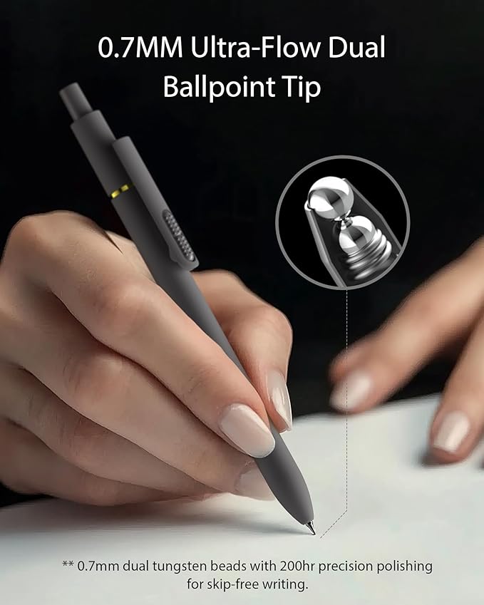 8 Pcs Gel Ink Pens, 0.7mm Fine Point for Smooth Writing Journaling Aesthetic Pens, Black Quick-Dry Long Lasting Fidge Pens, Cute School Office Supplies Gifts for Women （Morandi Black Ink）