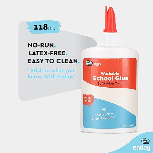 Liquid Glue (24 Pack) - 4 oz Washable School Glue, White Glue Bottles, Glue Bulk, Non-Toxic Liquid Glue for Kids - Glue for Slime, Arts and Craft Glue - by Enday