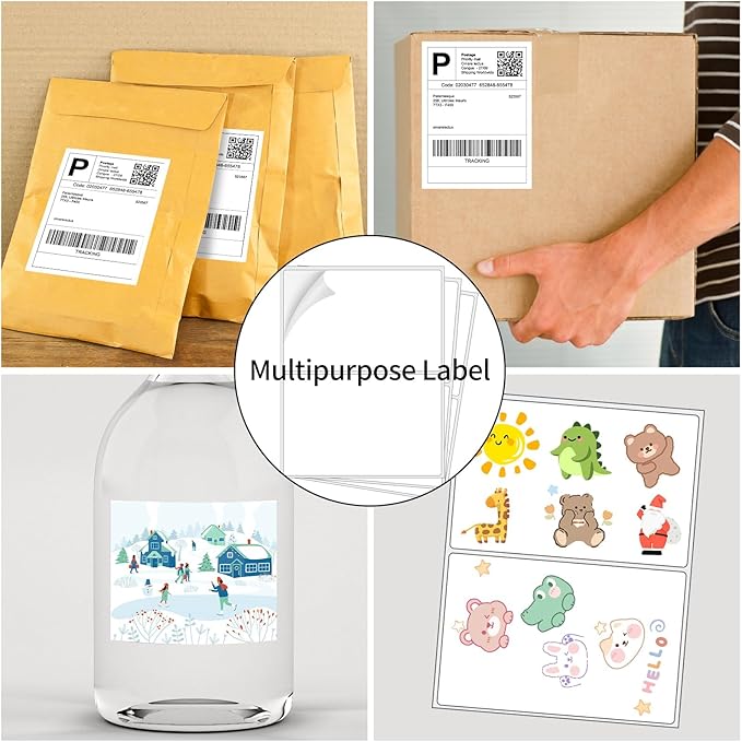 Coopaty Half Sheet Shipping Labels 8.5" x 5.5" Sticker Labels for Laser & Ink Jet Printers, 2 Per Page Self Adhesive Mailing Labels for Packages (20000 Labels)