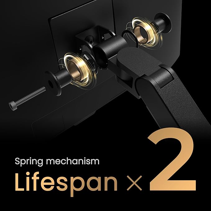 BenQ BSH01 Ergo Monitor Arm -Gas Spring Monitor Stand for Up to 45'' & 44lbs Screens, Heavy Duty, Quick Installation, No Sagging, Top Clamp and Grommet Base, Reinforcement Plate, VESA 75x75 &100x100mm