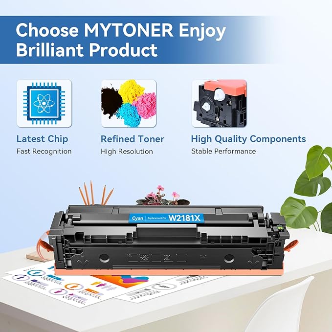 MYTONER 218X Toner Cartridges 4 Pack 3301fdw (with Chip) Replacement for HP 218X W2180X 218A W2180A for Color Laserjet MFP 3301fdw 3301cdw Pro 3201dw 3301sdw Printer Ink Black Cyan Magenta Yellow