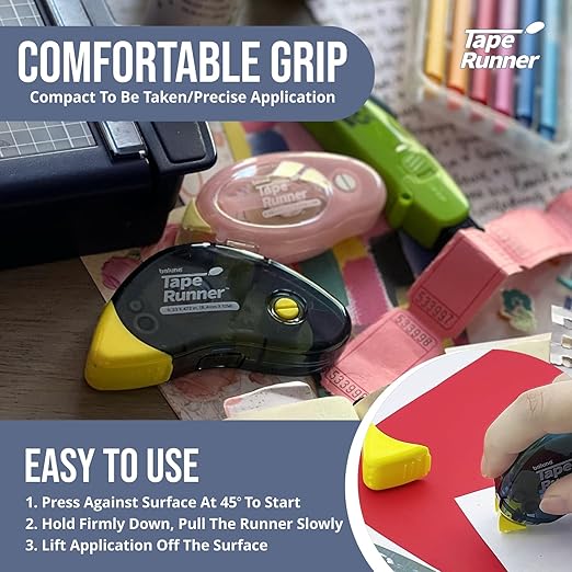 Tape Runner - Double Sided Adhesive with Dispenser Roller Included - Acid Free, Sticky, Clear & Transparent - Ideal for Scrapbooking, Crafts & More - Boomerang (417 inches per Cartridge), 20 Cartridge