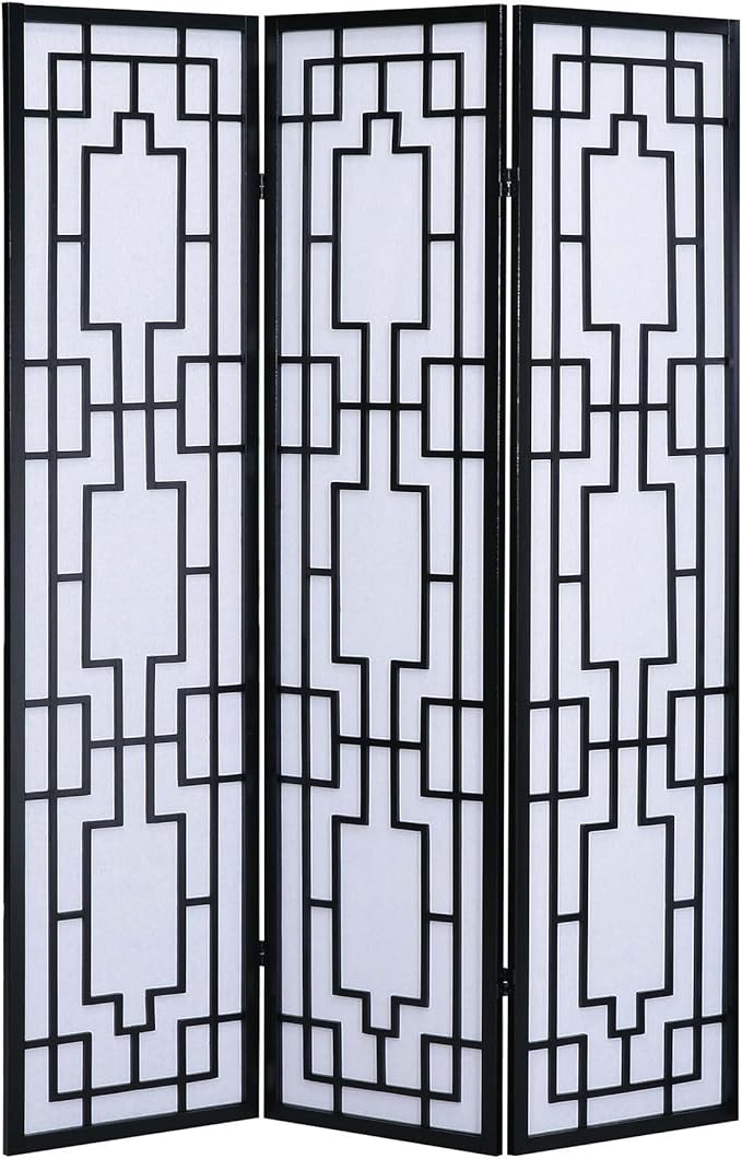 NicBex Room Divider 3 Panel Room Dividers with Geometric Lattice Design Partition Room Dividers and Folding Privacy Screens Wall Divider for Office, Room Separation,70" W x 0.8" D x 70.3" H, Black