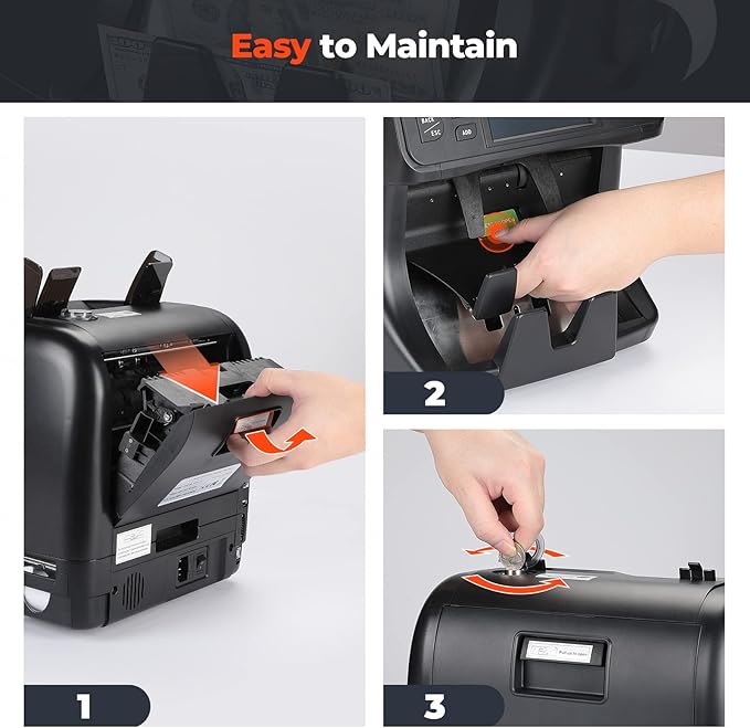 MUNBYN 2-Pocket Money Counter Machine Mixed Denomination, Money Sorter, Built-in Printer, Sort on DENOM/FACE/ORI, Value Counting, 2 CIS/UV/MG/IR Counterfeit Detection, Touch Screen, 2Y Protection