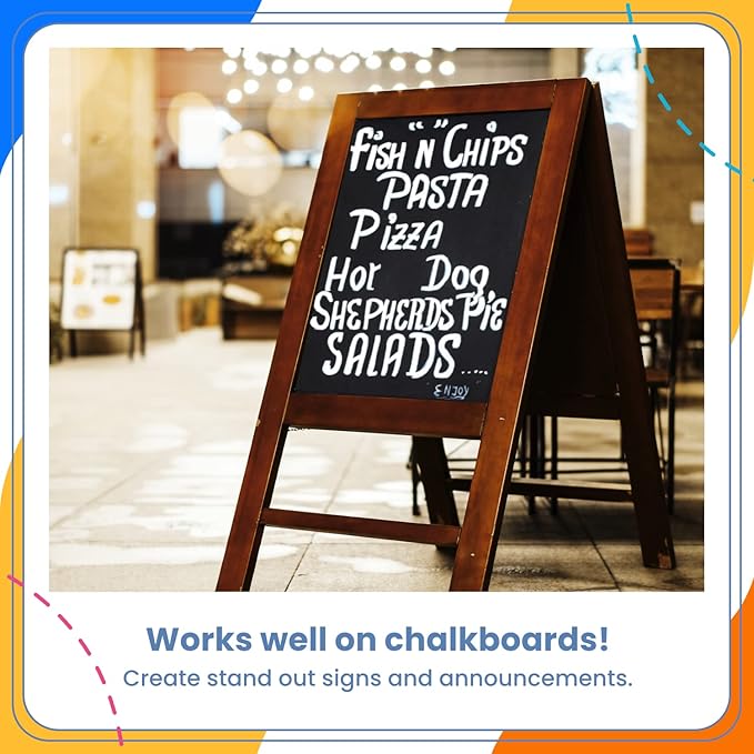 7 White Chalk Markers for Chalkboard Signs, Blackboard, Car Window, Bistro, Glass | 7 Variety Pack - Thin, Fine Tip, Bold & Jumbo Size Erasable Liquid Chalk Pens (1mm, 3mm, 6mm, 8mm, 10mm, 15mm, 30mm)