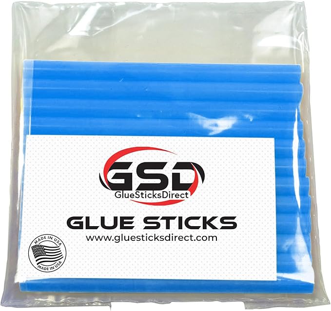Mini Size Hot Melt Glue Sticks for Glue Gun - Bulk 4in Translucent Blue Glue Sticks - Great for Art Craft Repairs & Compatible w/Most Glue Guns - 5/16" X 4" (24 Sticks) - Made in USA