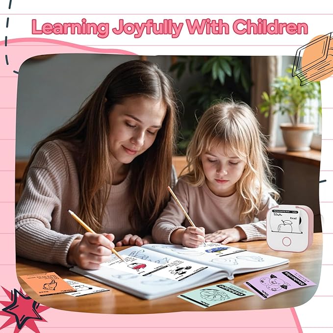 Sticker Printer Machine, Print Pods Mini Maker with 1 Roll Paper, Mini Portable Sticker Maker Y02C, Bluetooth Inkless for Phone, Thermal Portable Machine for Journal, Note, Photos, Learning