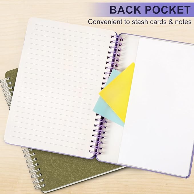 Lined Spiral Journal Notebook, B5 Hardcover Leather Notebook for Work, 7.8''×10'', 100GSM Thick Paper Spiral Bound Journaling Notebooks for Women & Men Office School Note Taking Business, Purple