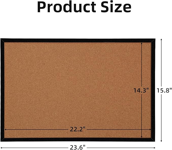 16” x 24” Cork Boards for Walls with Black Wooden Frame 1pack, Double Sided Office Board for Wall Organizer, Bulletins Board Decorative Hanging Pin Board for School, Home & Office, Notice Board