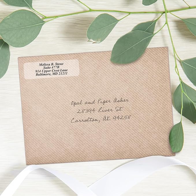 Clear Personalized Return Address Labels with Elegant Dispenser - Roll of 250 Custom See Through Transparent Stickers