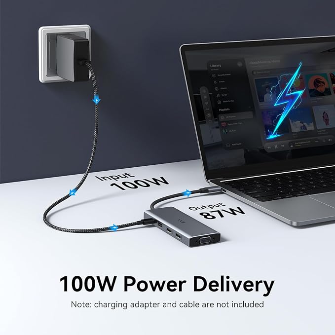 USB C Docking Station Dual Monitor HDMI Adapter for Dell HP Lenovo,Laptop Docking Station 3 Monitors USB C Hub Multiple Adapter Dongle with 2 HDMI 4K+VGA+100W PD Charger+3 USB Port+SD/TF Card Reader